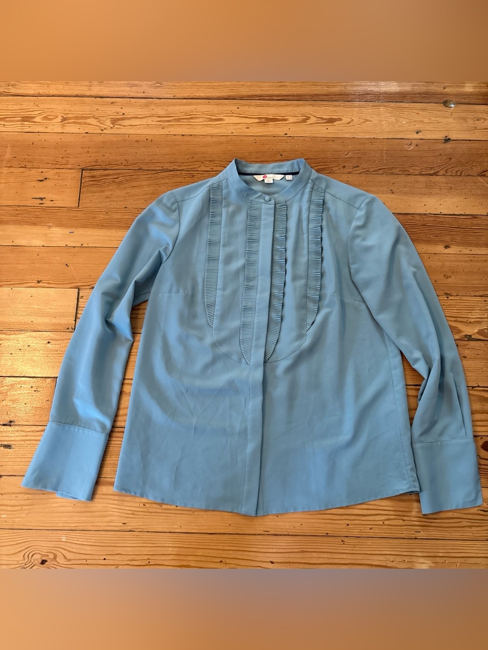 Boden Macie blouse full button front ruffles blue womens US2 career office